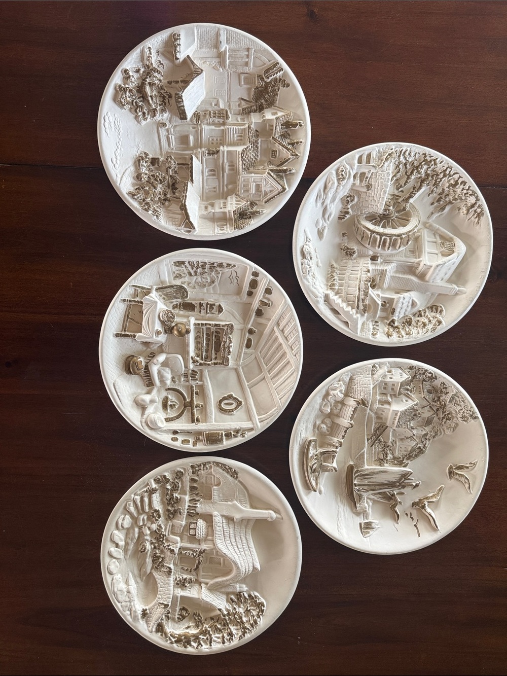 Vintage Ceramic 3d plate art set of 5